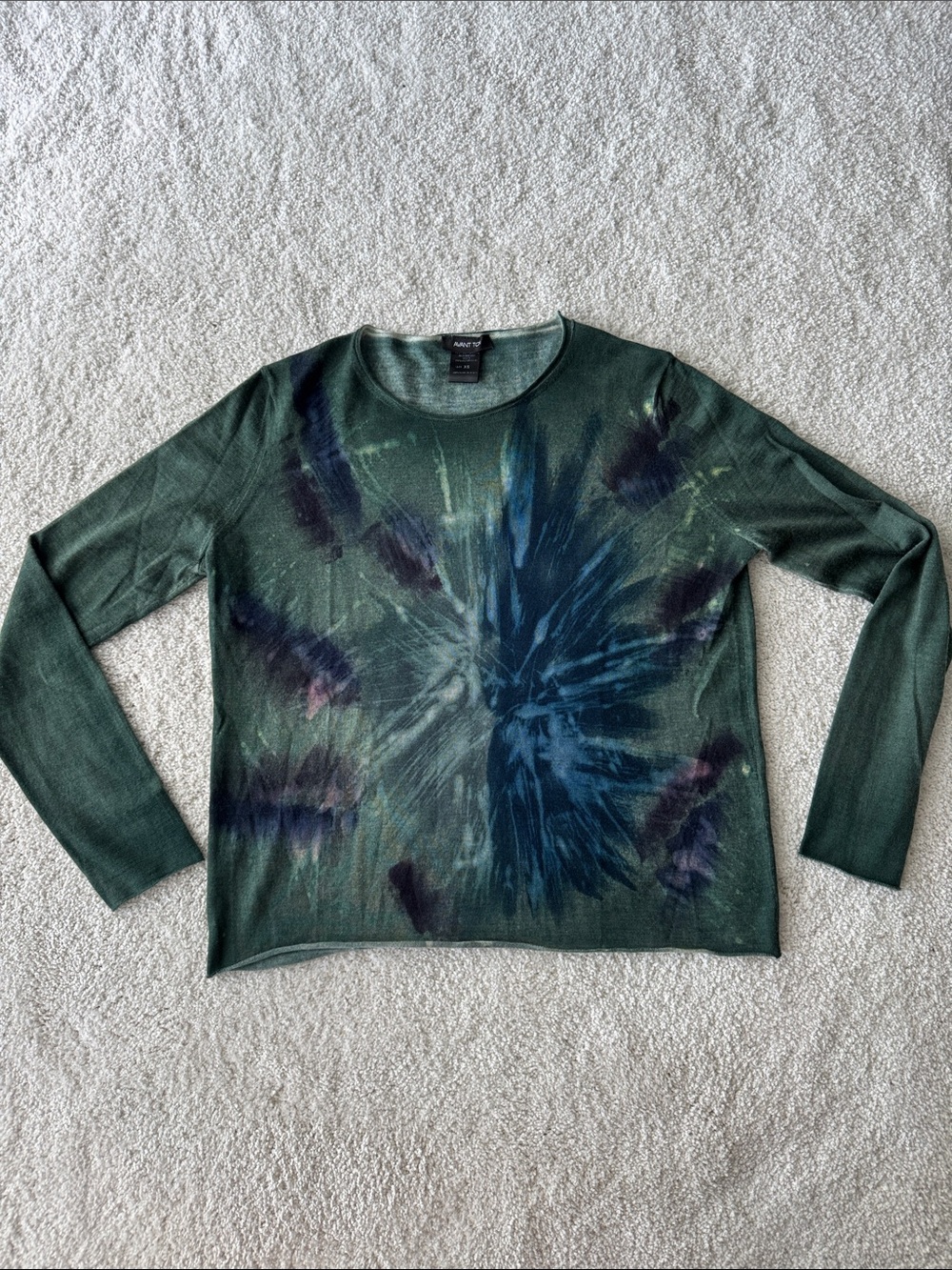 Avant Toi Cashmere & Silk Green Tie-Dye Top